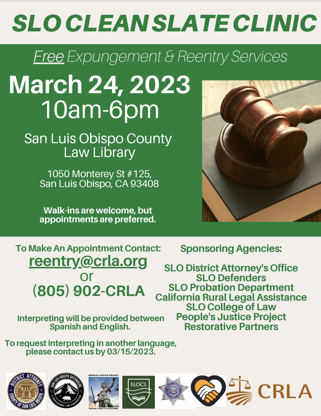 SLO Clean Slate Clinic Flyer